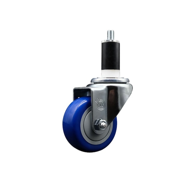 Service Caster 3'' Blue Poly Wheel Swivel 1-3/8'' Expanding Stem Caster SCC-EX20S314-PPUB-BLUE-138 - main